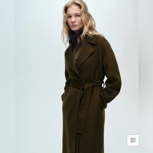 Mango/Ming - Beautiful Handmade Long Coat with belt Size L - NWT - Khaki